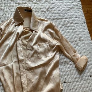 Cream Satin Button Down - Size 2